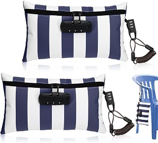 Sanwuta 2 Pack Money Bag with Lock Small Locking Money Bag for Beach Cash Wallet, 6.7 x 11 Inch(Dark Blue, White)