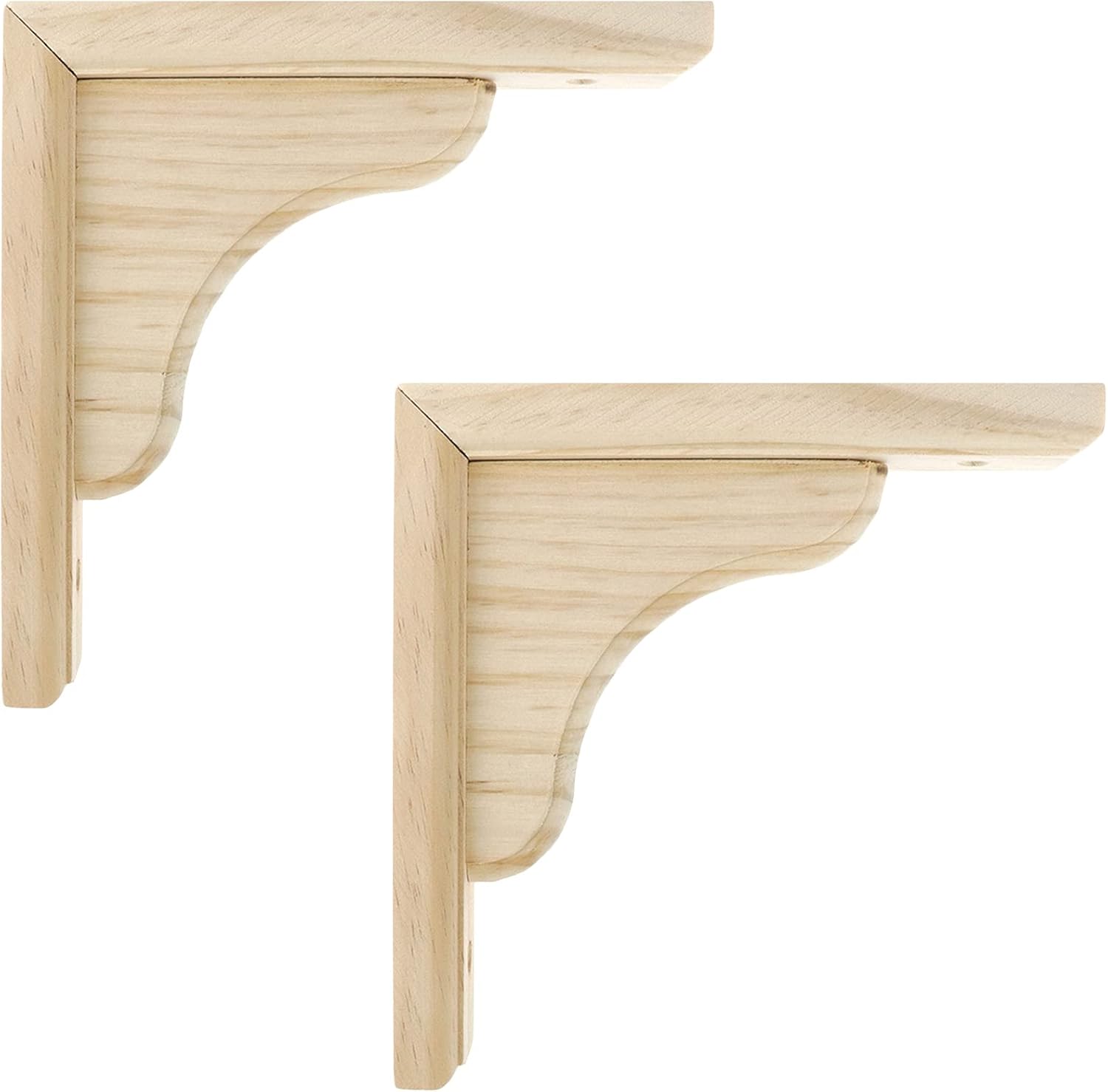 Mcredy 2 PCS Decorative Shelf Brackets 7.09 Inch Wooden Shelf Brackets with Screws Heart Triangle Wall Mount Wood Corbels for Shelves Cabinet Furniture Support