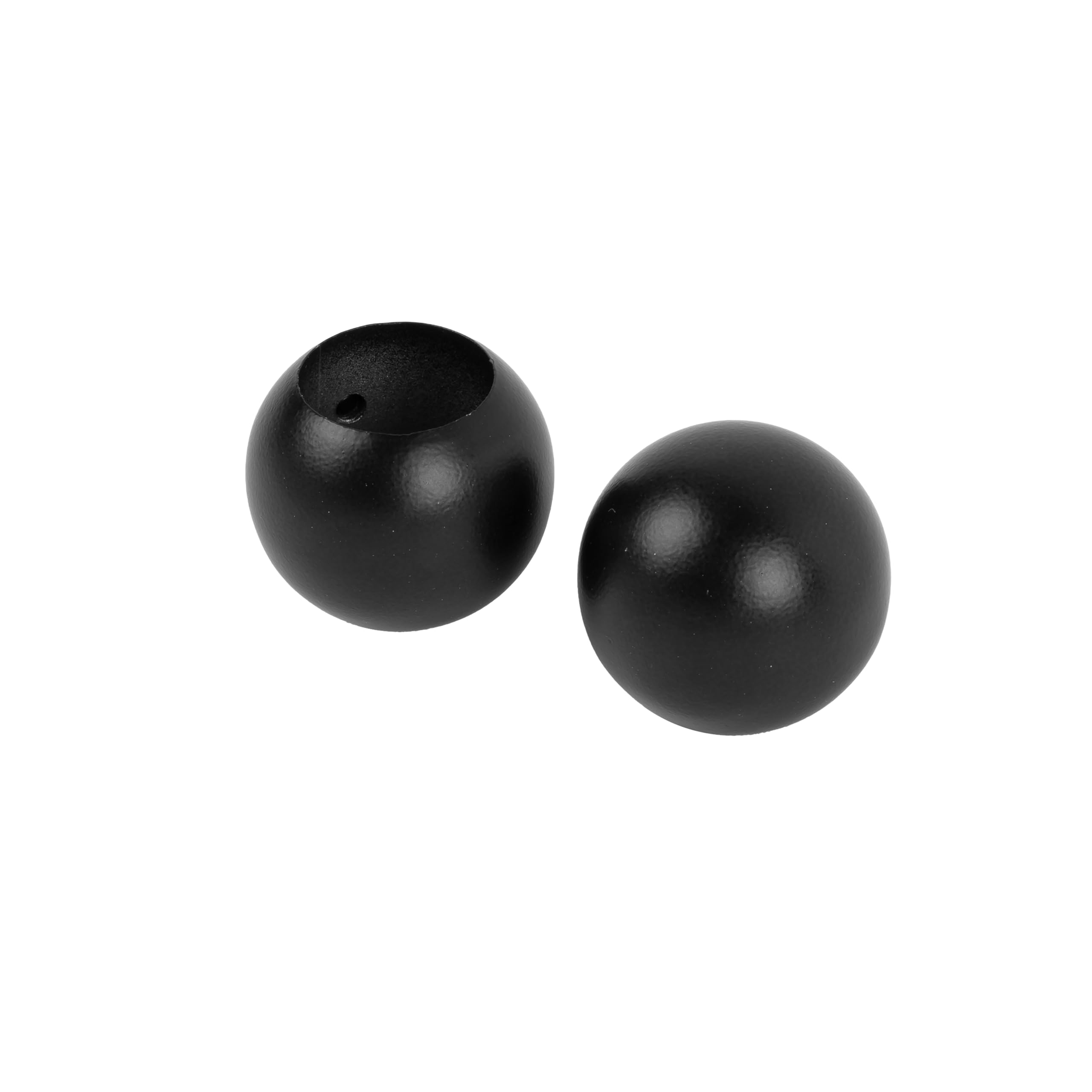 Ventanara® Gardinenstange schwarz matt 19mm 2-läufig mit Endstücken und Halterungen für Wandmontage (Kugel, 200 cm / 2-läufig/Wand)