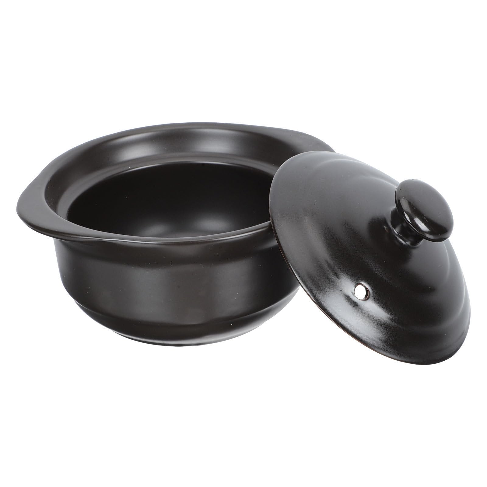 Casserole en céramique noire 1l avec couvercle pour cantines et marmite multifonction