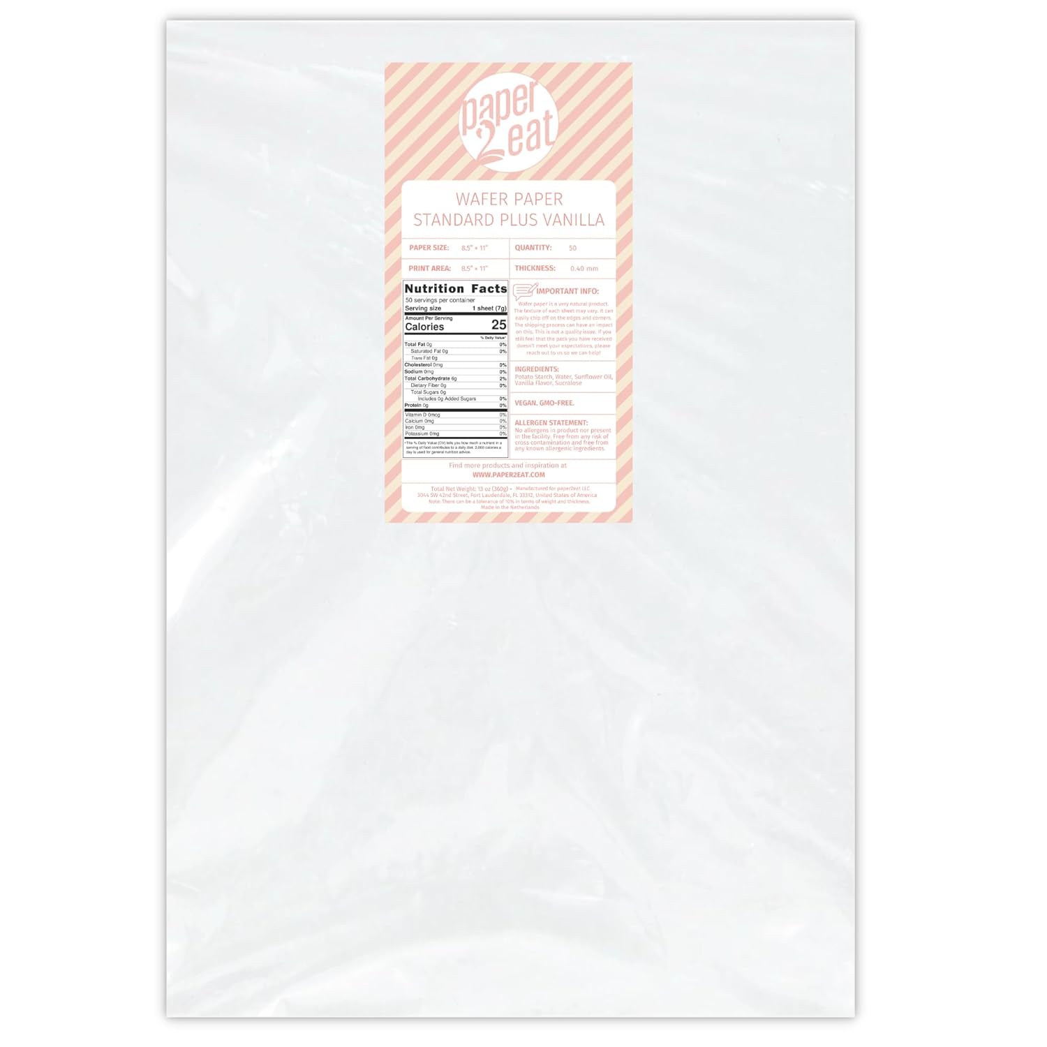 Printable Edible Wafer Paper Sheets from paper2eat (0.40 mm - 50 sheets/Vanilla)