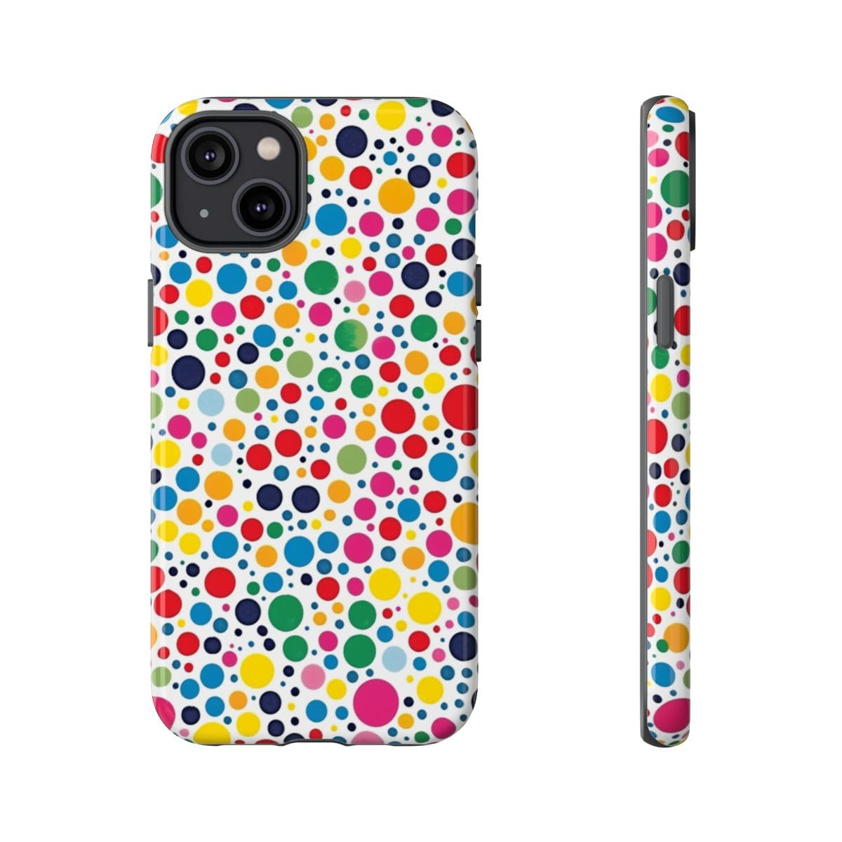 Coque iPhone 14 Plus rigide blanche à motif pois colorés protection fine - 5