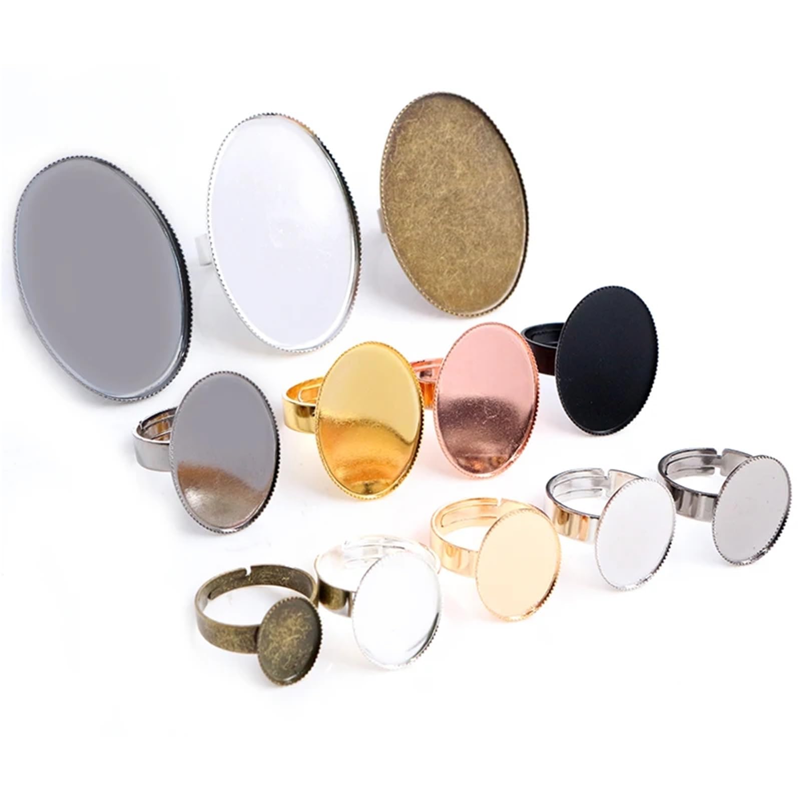 KRFVGYQNK Ring Blank Setting, 20pcs Copper Adjustable Blank Rings Multicolor Multiple Sizes(Bronze,18x25mm)