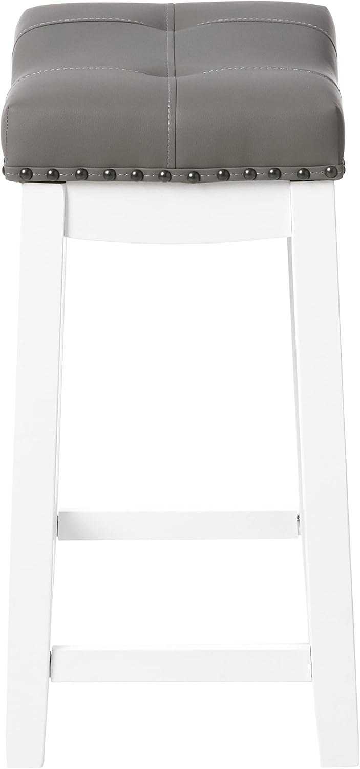 Angel Line Cambridge bar stools, 24" Set of 2, White with Gray Cushion : Home & Kitchen