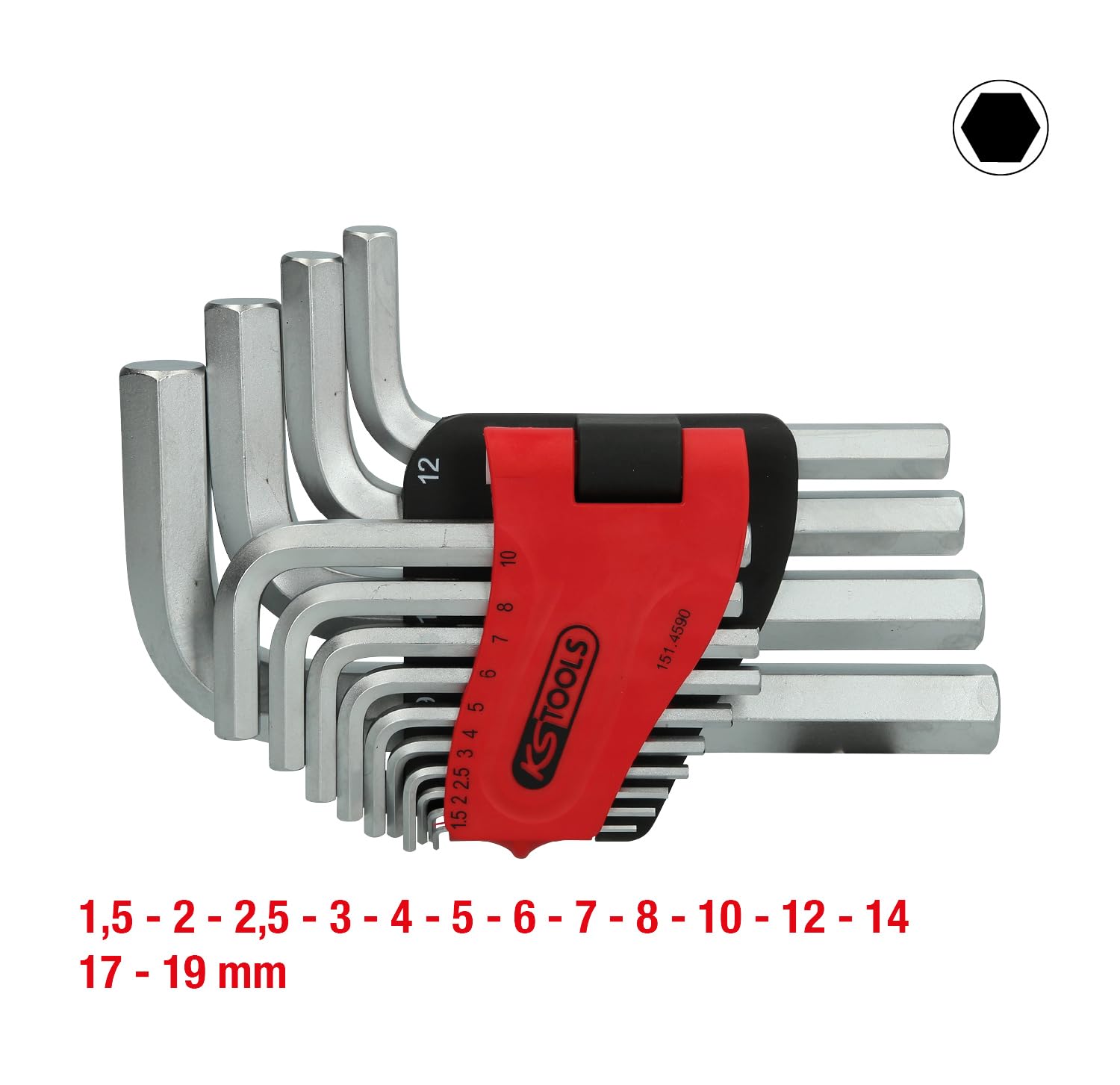 KS TOOLS Jeu de clés mâles coudées à 6 pans intérieurs, support rabattable,