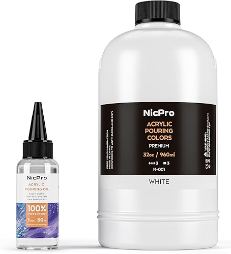 Miniatura 3 de Nicpro Juego de pintura acrílica a granel grande de 14 colores y pintura acrílica de color blanco titanio