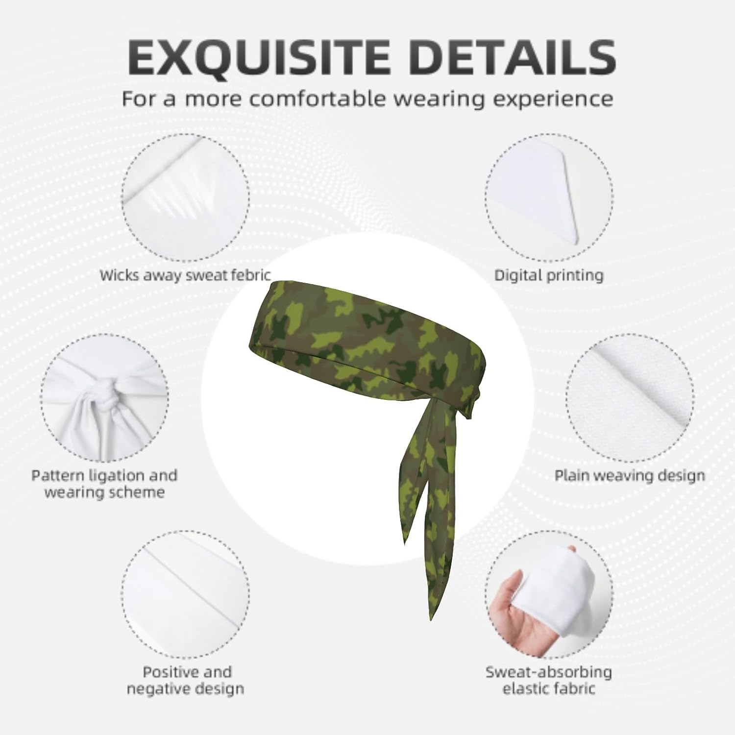 Sports Tie Headband Bandana Running Athletic Sweat Band Elastic Adjustable Sport Head Tie for Men Women Head Ties Ninja Tie Headbands Tennis Sweatbands Soccer Basketball Teams Running Head Band