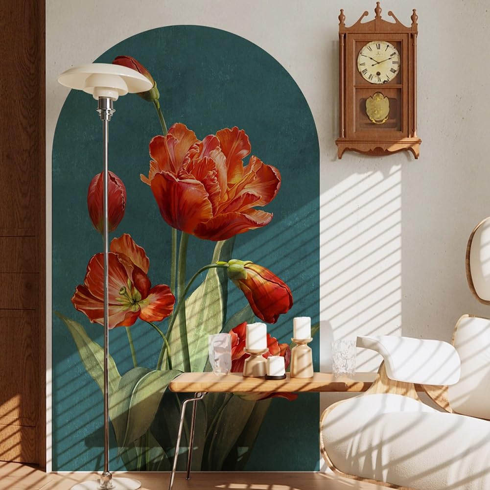 Pegatinas de pared, pegatinas de pared con arco, pegatinas de pared con arco, pegatinas de pared de vinilo grandes, pegatinas de pared autoadhesivas con acento floral for dormitorio, sala de estar, au