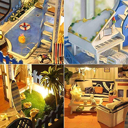 Miniatur DIY Puppenhaus Kit, DIY Haus Treffen Sie Sich Wieder die Ägäis Sea Villa Kreatives Geschenk, Holz Puppenhaus… – Bild 6