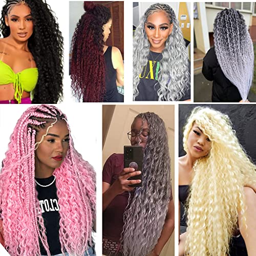 24Inch Ocean Wave Braiding Hair Extensions 3Packs Long Deep Curly Wave Braid Hair Synthetic Twist Ripple Crochet Deep Wave Braids Hair For Women 100G/Pack(24",Black Mix Light Brown) #TOP5