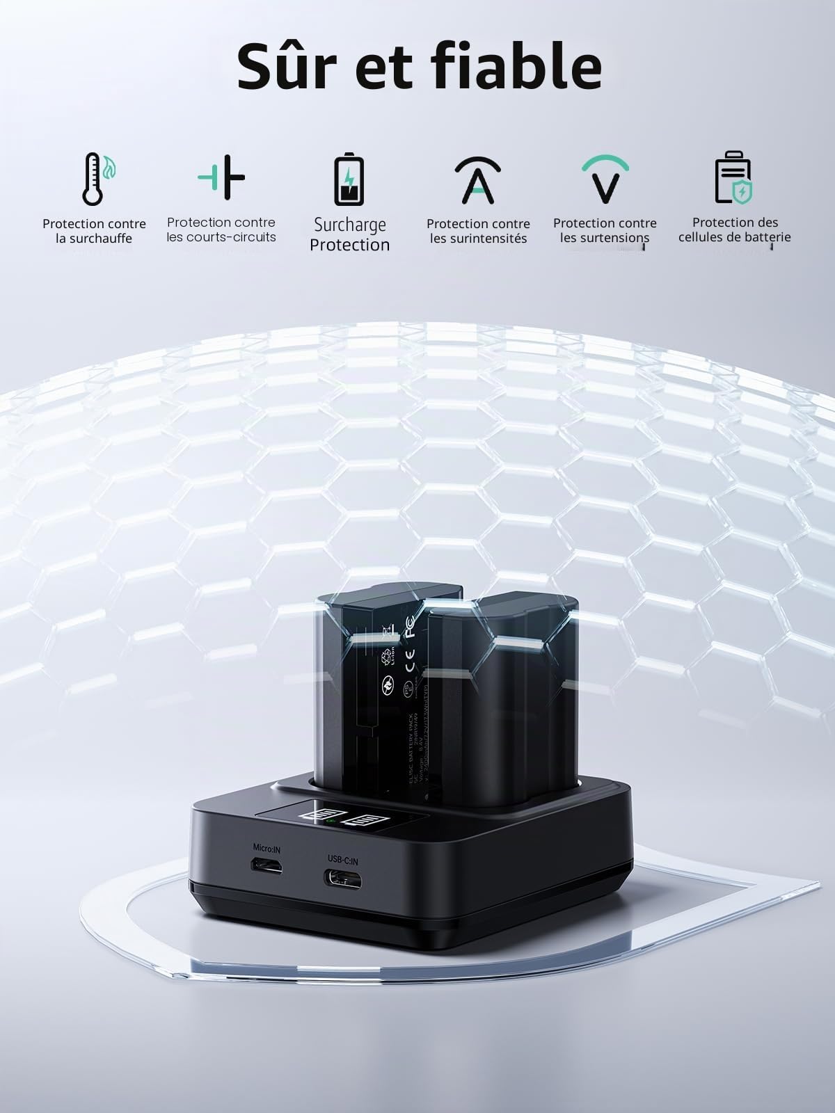 llano Pack de 2 Batteries EN-EL15C et Ensemble de Chargeur Rapide 20W pour Nikon Z8, Zf, Z6III, Z7II, Z6II, D850, D780, D7500, D500 Appareils Photo – Kit de Batterie Rechargeable à Capacité Réelle