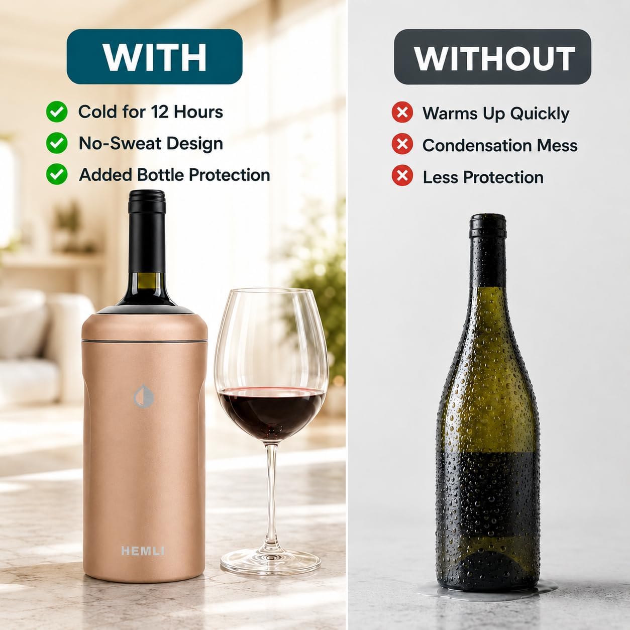 Wine Bottle Insulator Sleeve, Wine Chiller, Wine Bottle Chiller, Wine Bottle Cooler, Wine Chiller Sleeve, Wine Cooler Holder, Champagne Bottle Chiller, Wine Gift Ideas for Women (Champange) image 4