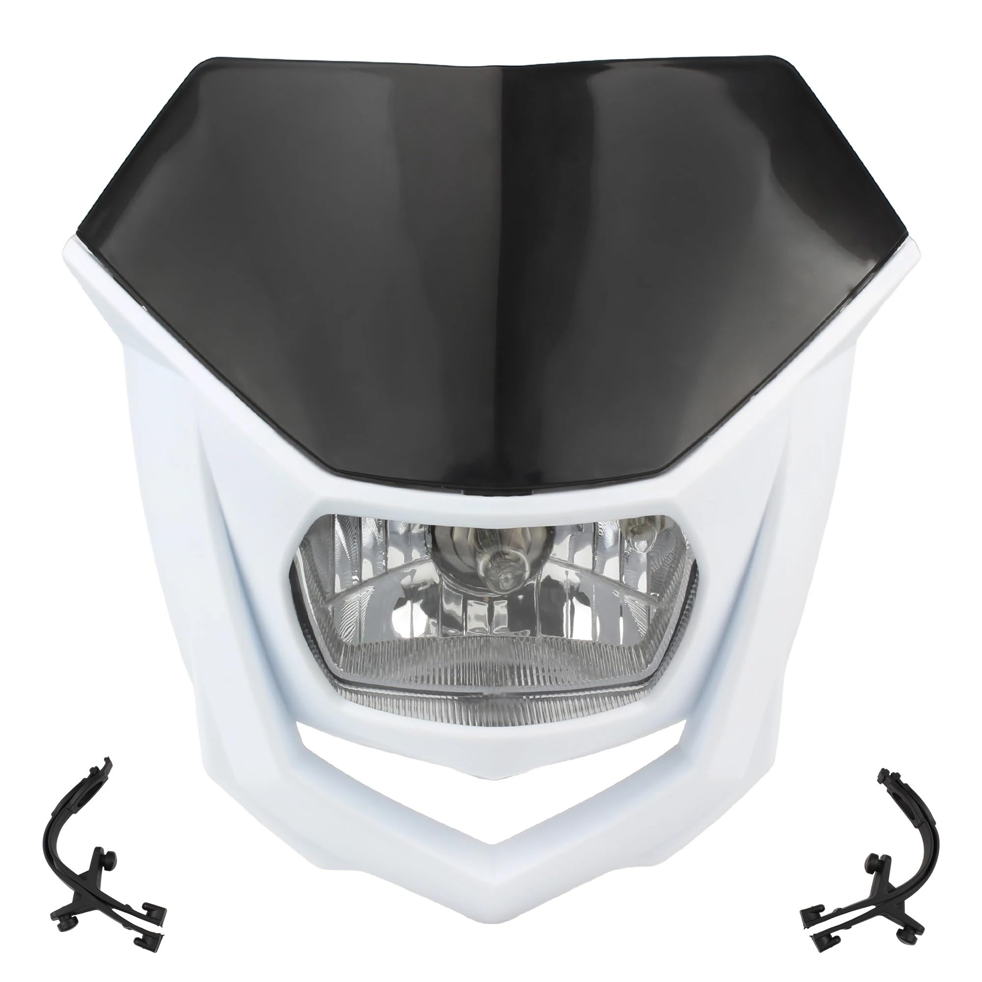 Phare avant moto halogène universel WR450 noir et blanc pour optique enduro motocross