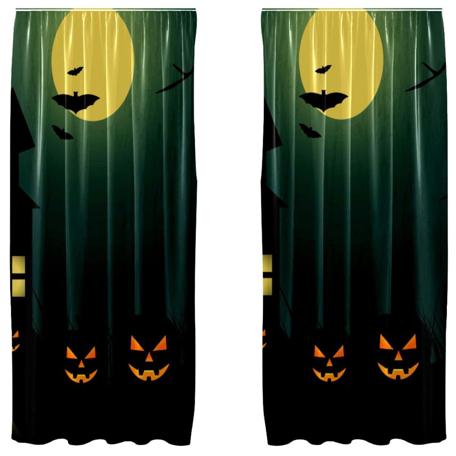 Cortinas opacas de Halloween en microfibra aislante que bloquean la luz en dormitorios oscuros