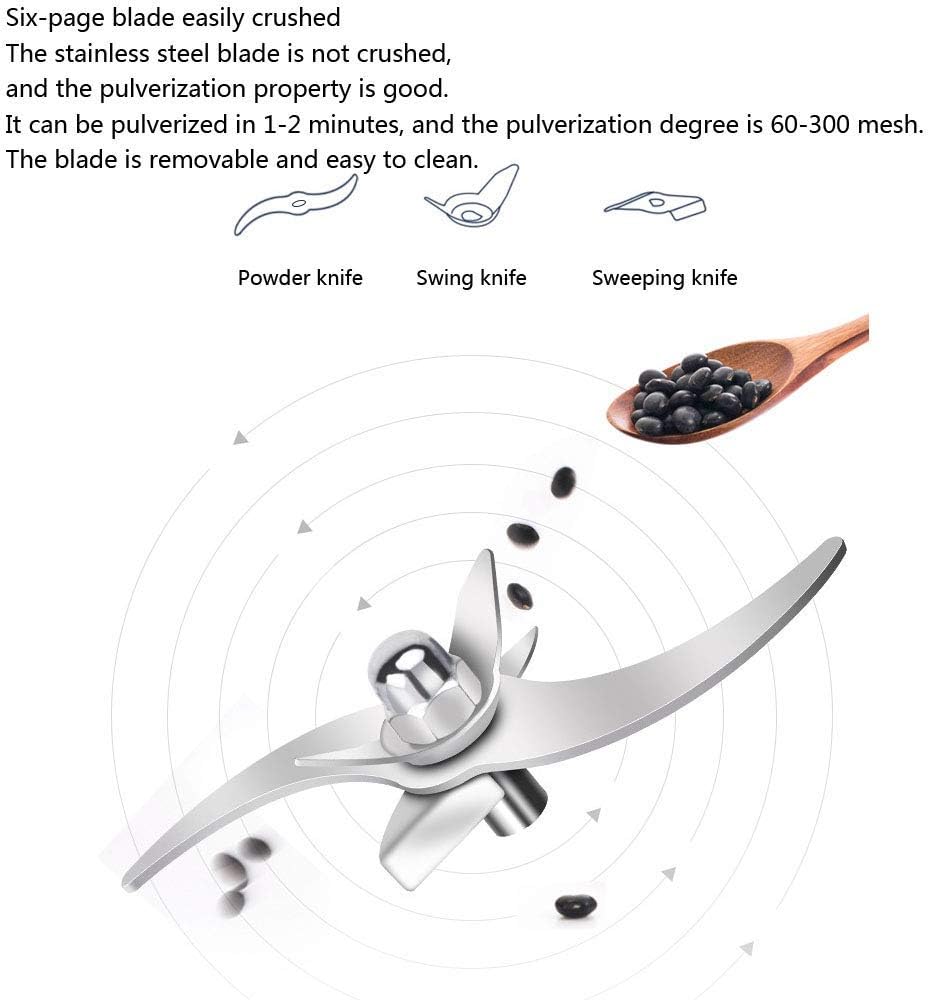 300G Electric Grain Mill Grinder Vertical Type Stainless Steel Pulverizer for Kitchen Herb Spice Pepper Coffee Powder Grinder High-Speed 28000 R/Min