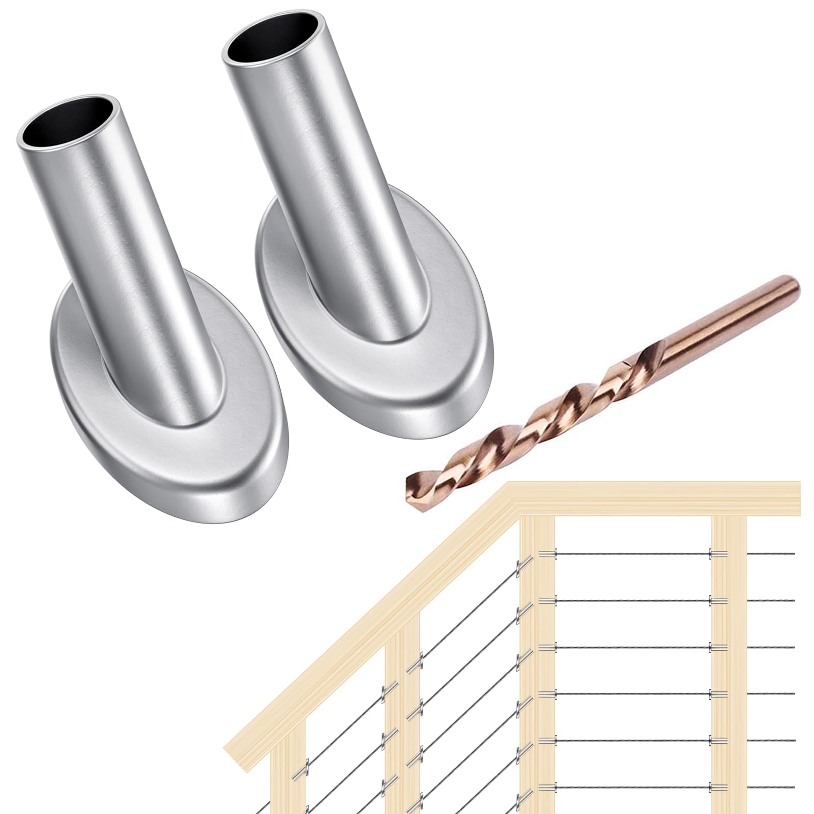 [Patent Design] CKE 40 Pack 45 Degree T316 Marine Grade Stainless Steel Angle Beveled Protector Sleeves Wood Post Protector for 1/8", 5/32", 3/16"