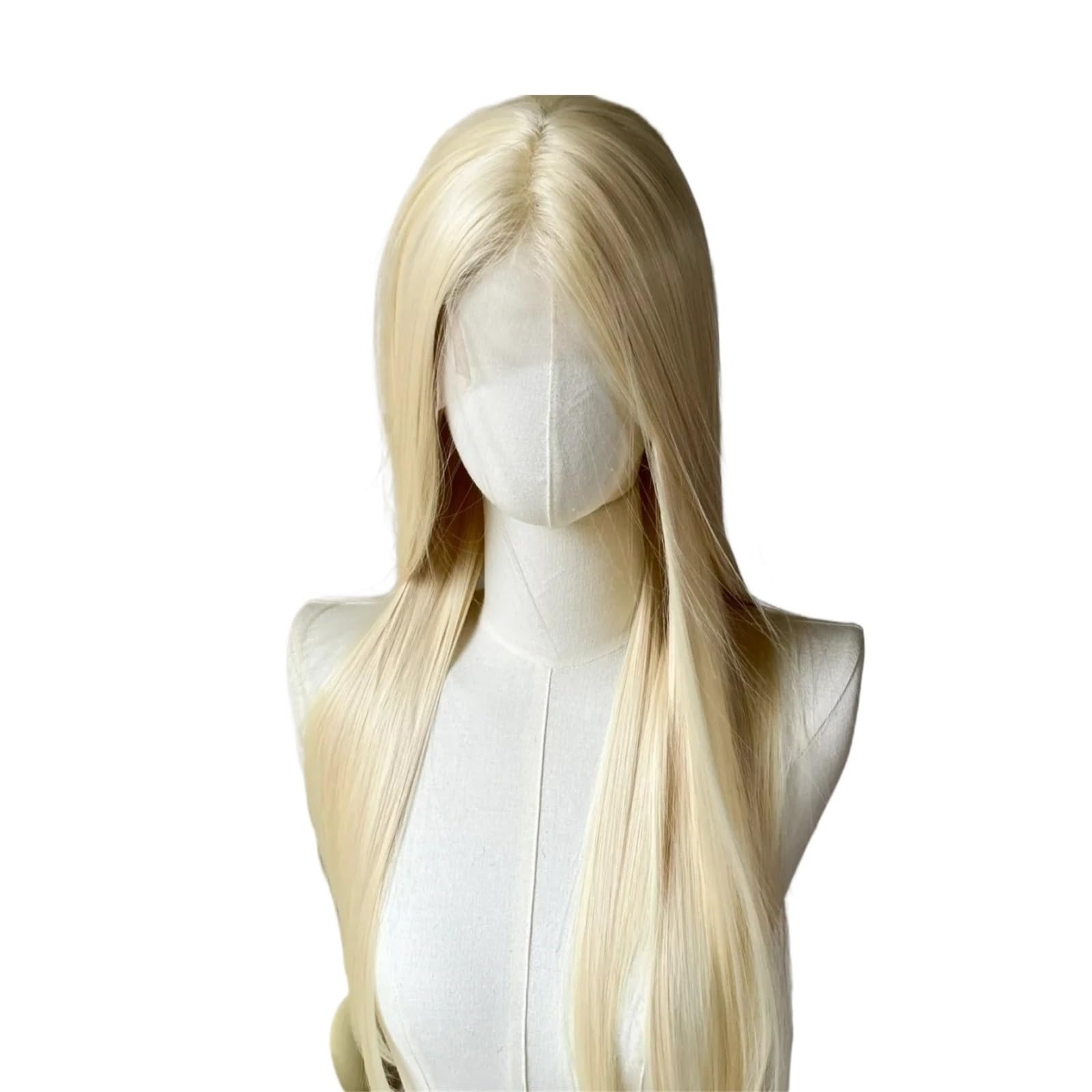 Kobiety Peruka w kolorze blond 26 cali, długa i prosta, naturalnie jedwabista, syntetyczna koronka 13x4 Peruki z przodu do codziennego użytku Impreza