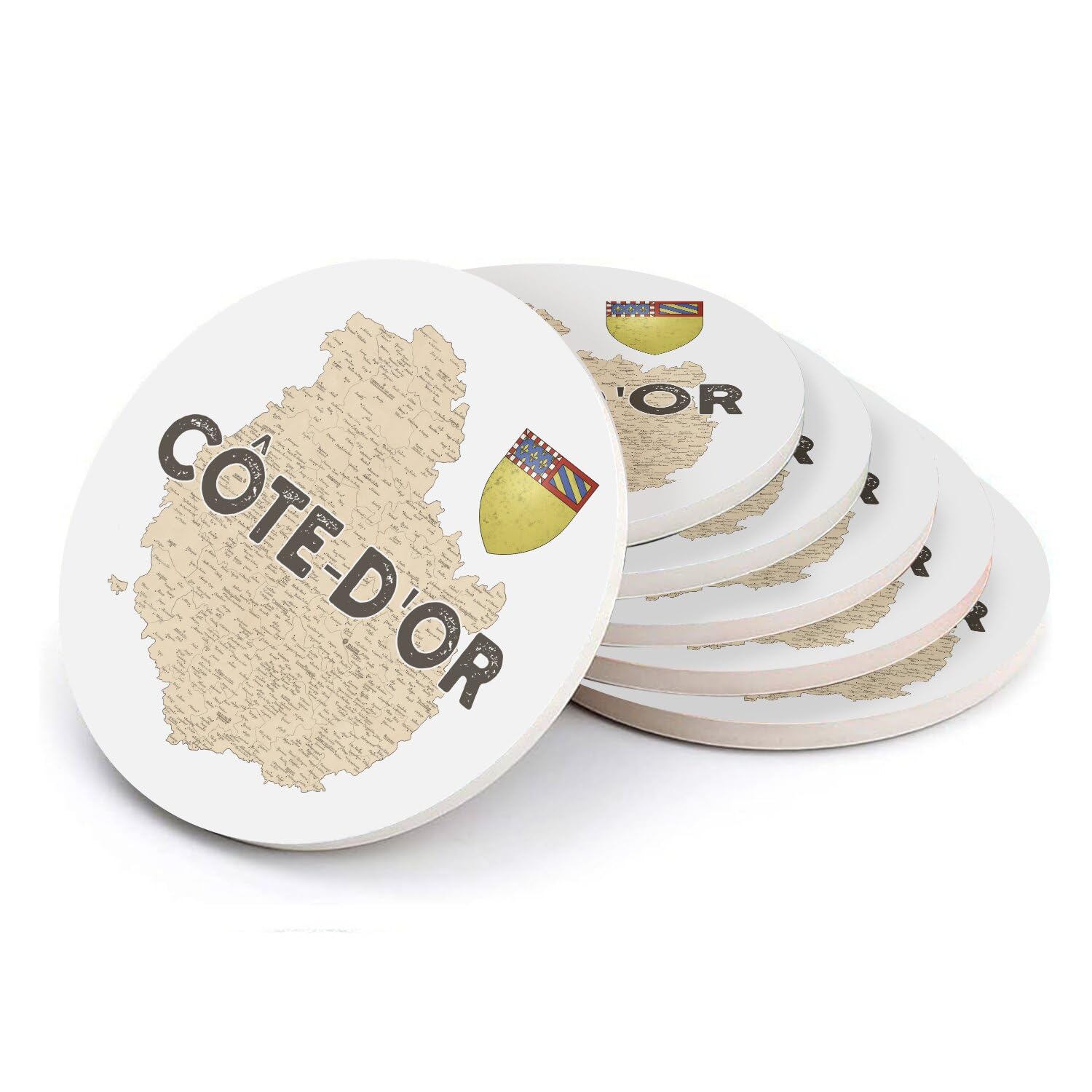 Sous-verre céramique Côte-d'Or Bourgogne pour apéritif et décoration