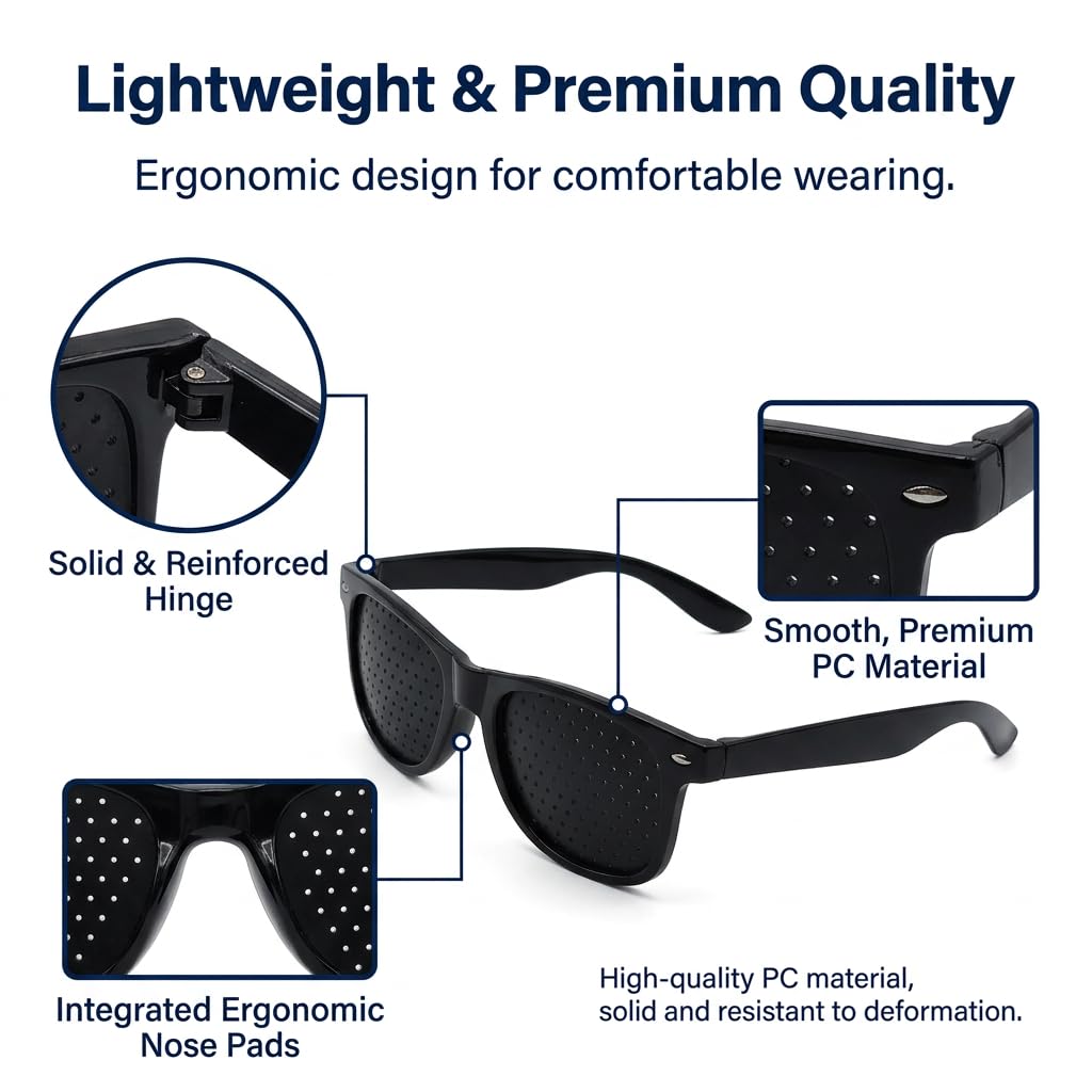 2 Pièces Lunettes Sténopéïques Unisexes à Grille pour Entraînement et Relaxation des Yeux, Lunettes à Trous avec Branches Pliables pour Réduire la Fatigue Oculaire, Idéales pour Écrans et Lecture