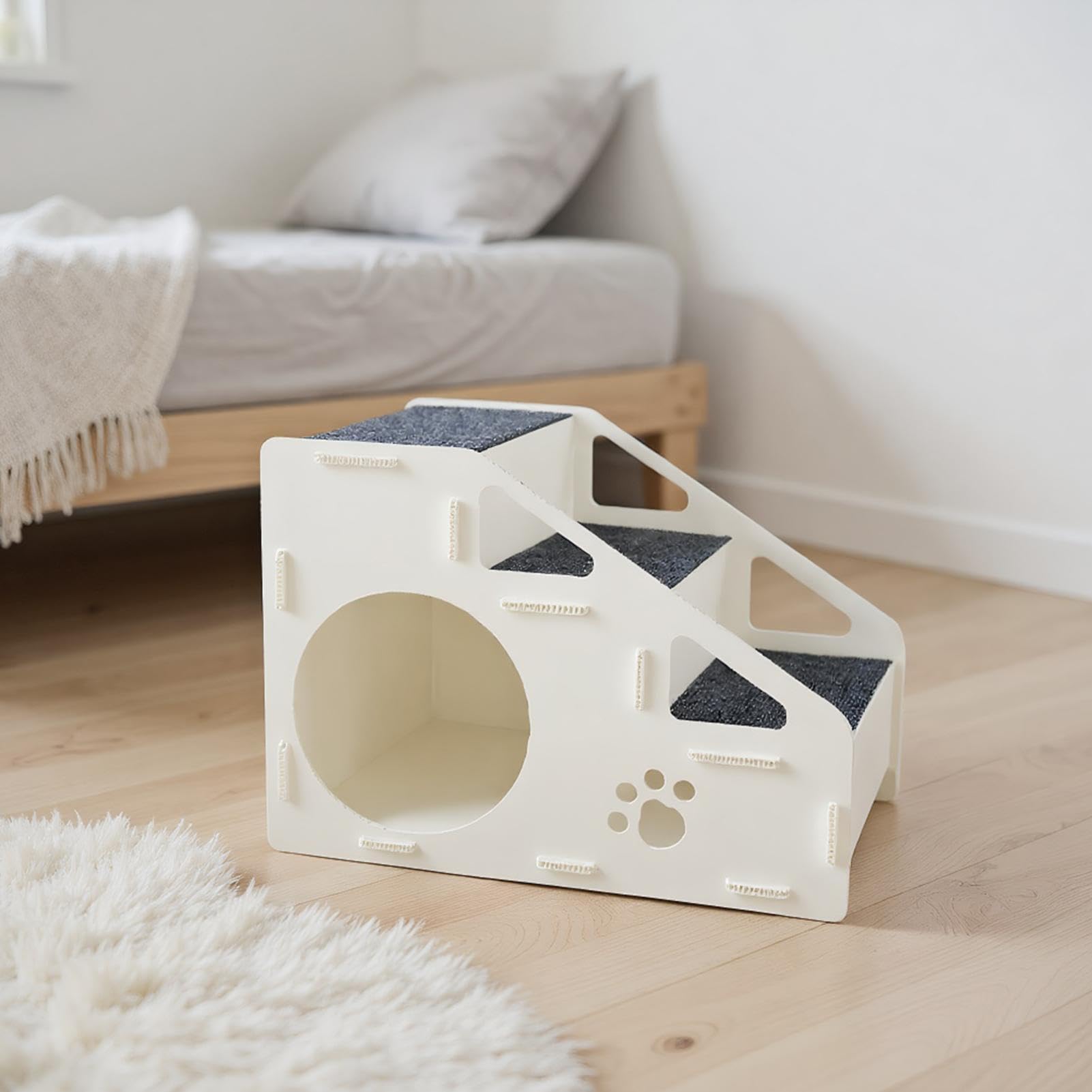 Scale Per Animali Domestici 2 in 1 Rampa Pieghevole Antiscivolo | Piccola Casa per Cuccioli per Casa Soggiorno Camera da Interni Cani Cuccioli Gatti Micini Piccole Razze e Alto