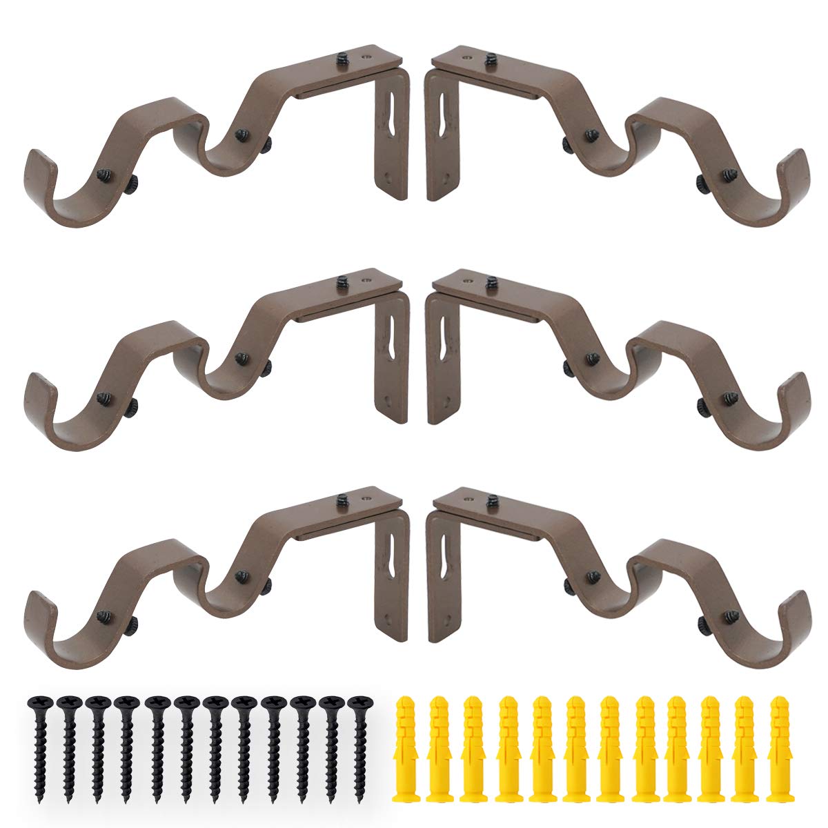 Buy AddGrace Double Curtain Rod Bracket 6 Pack Adjustable Heavy Duty