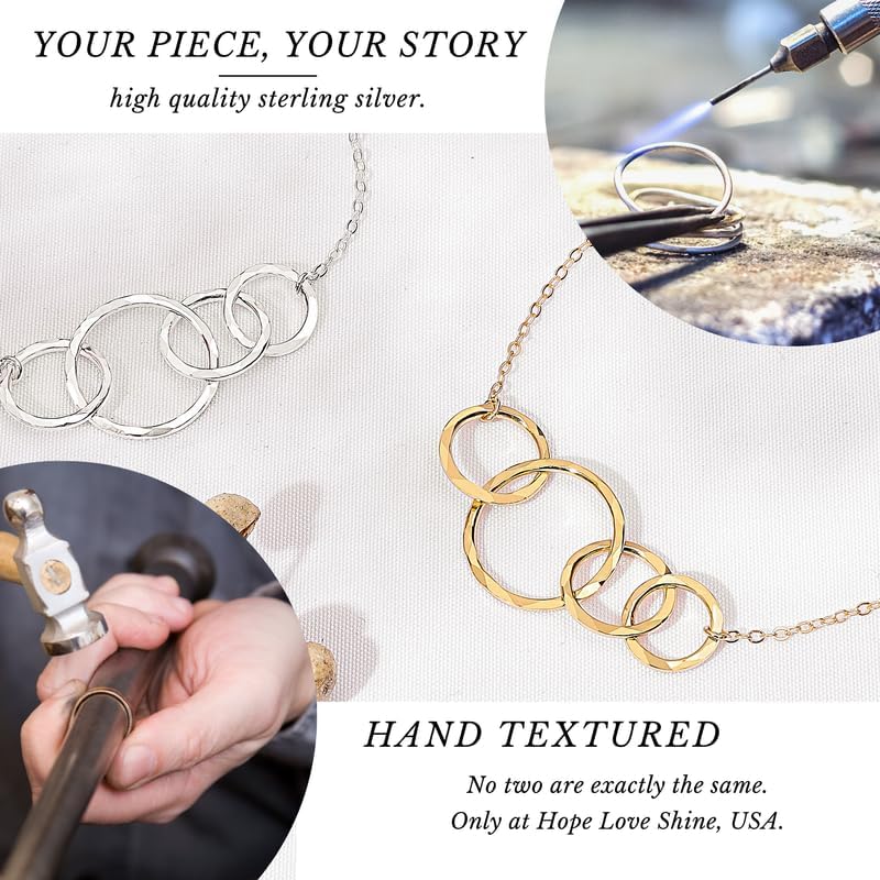 HOPE LOVE SHINE Mother Gift from Son - Mom and Son Necklace, Jewelry 17+2", Sterling Silver, 4 Interlocking Rings - Image 5