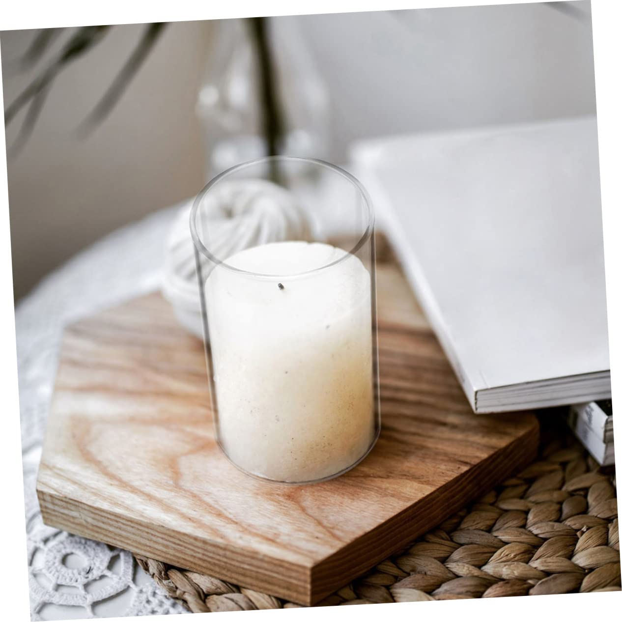 Cabilock Candle Shade Jar Candle Holders Hurricane Glass Candle Holder Both Household Decor Clear Candle Cover Replacement Candle Cover Wedding Decor Cylinder Tube High Borosilicate Glass