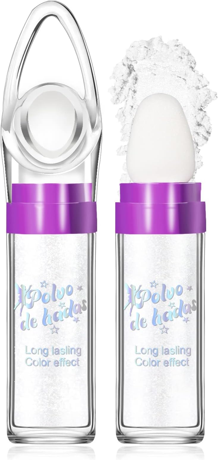 NewBang Highlighter Powder Stick Makeup,Body Shimmer Patting Powder Glitter High Gloss Sparkle Loose Powder Brighten Face Body Lips Eyes Glow Cosmetic-White Moonbeam