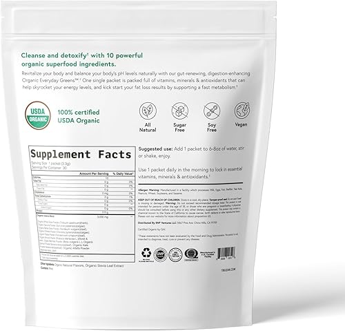 Miniatura 2 de TRULEAN Everyday Greens - Suplemento orgánico de superalimentos vegetales en polvo - Vegano, Spriulina, hierba de trigo, Chlorella - Vegano, sin