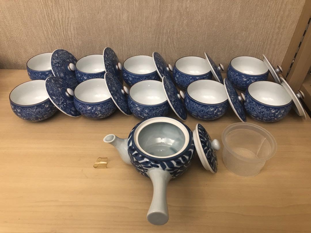 有田焼 染錦煎茶器揃え 伊万里彩雲作 柘榴紋様 急須 湯呑み五客