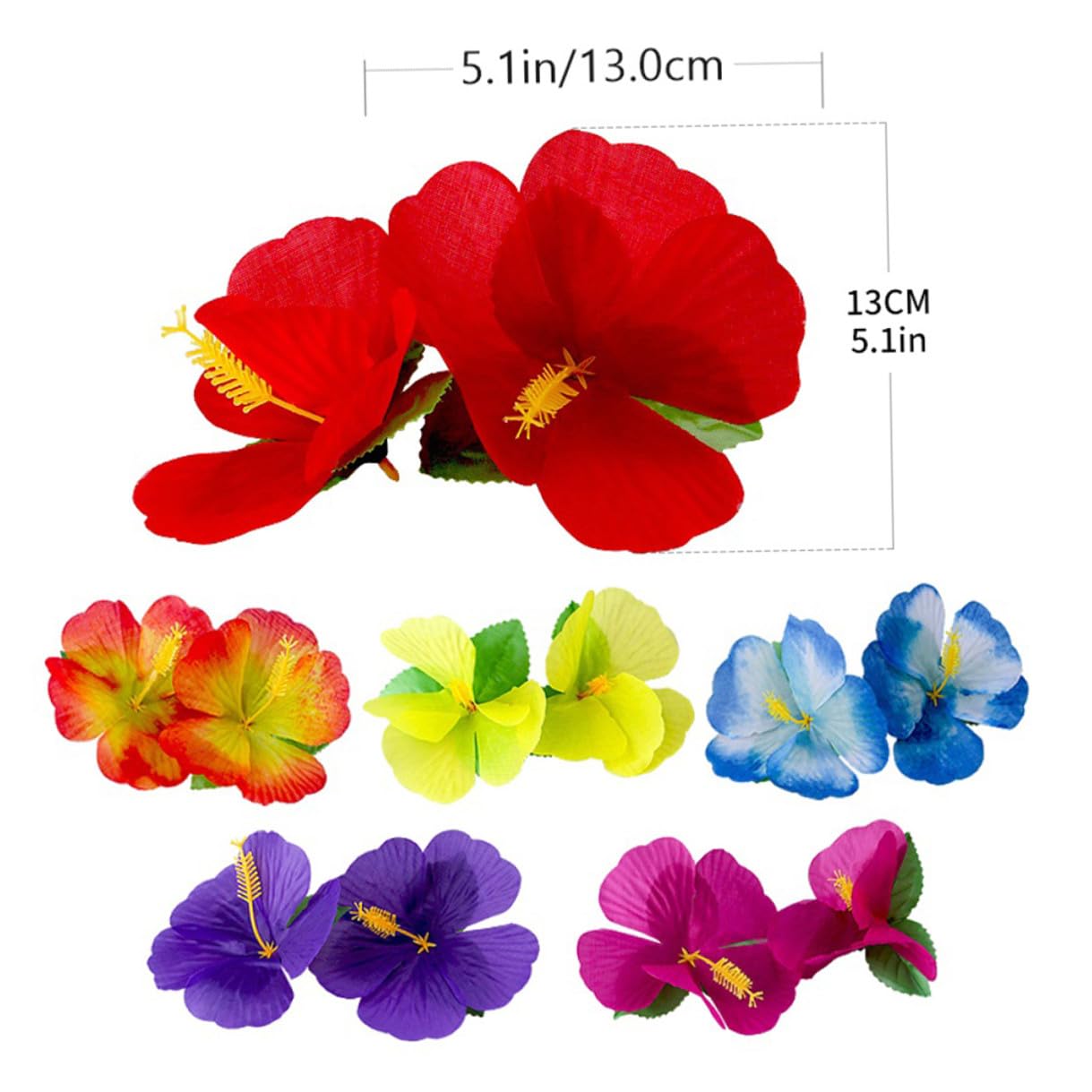 72 Künstliche Hibiskusblüten aus Stoff für Sommerfest Hawaii Blumendekoration und Fotorequisite Tischdekoration ohne Gießen für Wohnzimmer und Veranda Zufällige Farbe