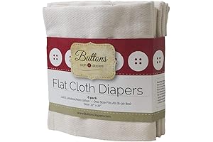 Buttons Reusable Organic Cotton Birdseye Flat Cloth Diapers (6-Pack)