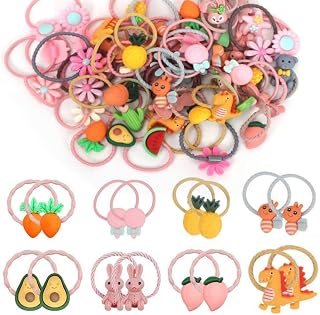 Unaone 50 PCS Hair Ties Stretchable Rubber Cartoon Elastic Hair Band Cute Hair Ties For Girls, Little Hair Bands Ropes Ponytail Holder for Thin Hair, Suitable for Baby Girls Toddlers Kids Children