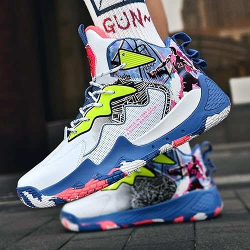 Bolognifi Tênis de basquete esportivo de cano alto masculino, tênis de borracha para corrida ao ar l