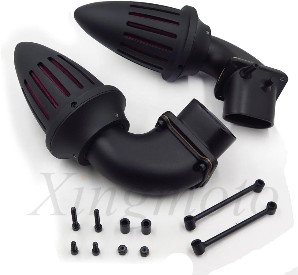 Xingmoto AfterMokit Dual Bullet Air Cleaner Intake with Red Filter for Suzuki Boulevard M109R VZR1800 Intruder M1800R Matte Black