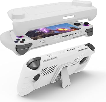 ASUS ROG Ally ile Uyumlu Ön Kapaklı Yükseltilmiş Ultra İnce TPU Koruyucu Kılıf, Darbe, Kaymaz ve Çizilmez Tasarım Kapak Koruyucu (Beyaz)