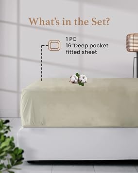 800 TC Twin Fitted Sheets Only, 100% Egyptian Cotton Fitted Sheet - Ivory
