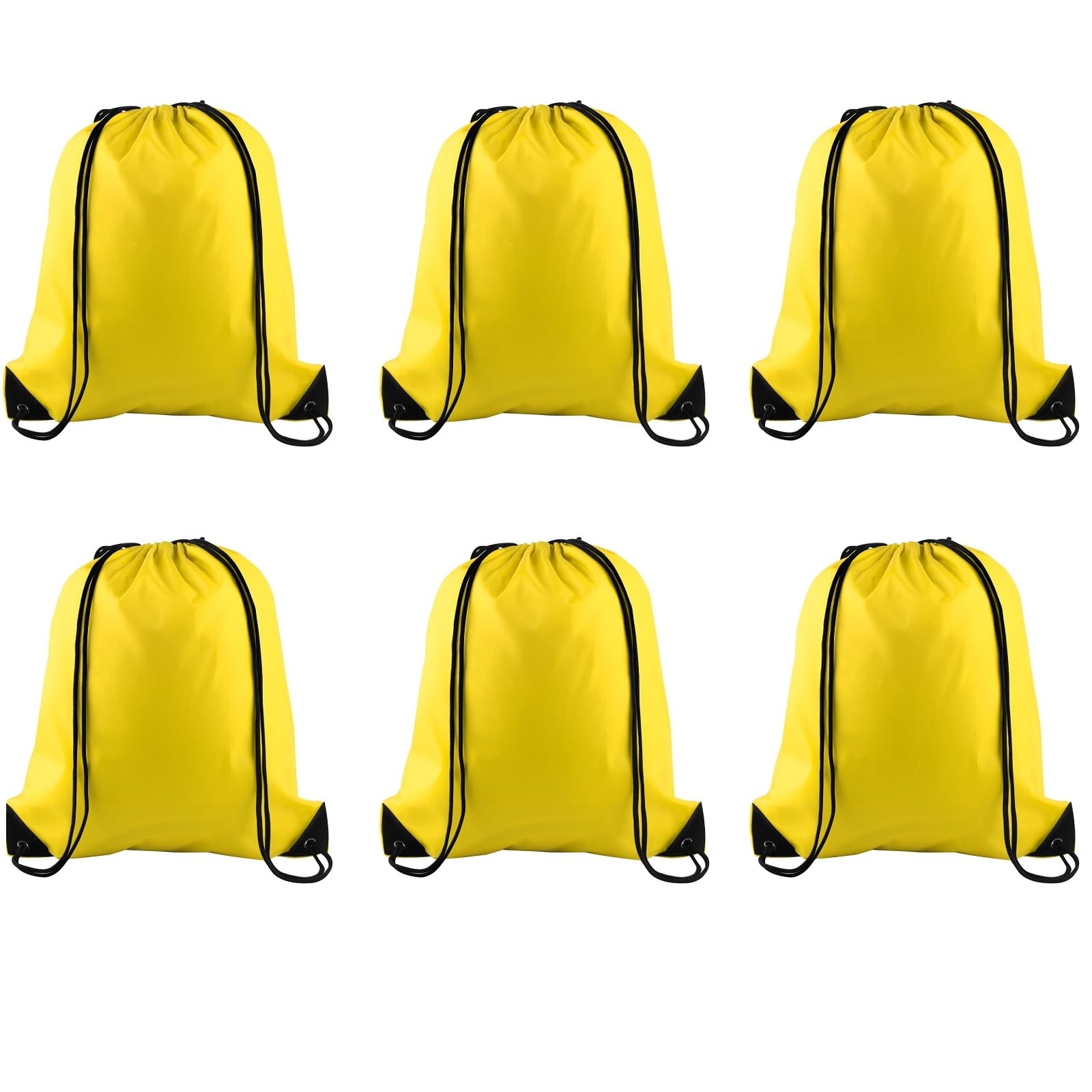 PLULON 6 Pcs Yellow Drawstring Bags - Drawstring Backpack - Gym, Sports, Travel - 34cm*40cm/13.4"*15.7