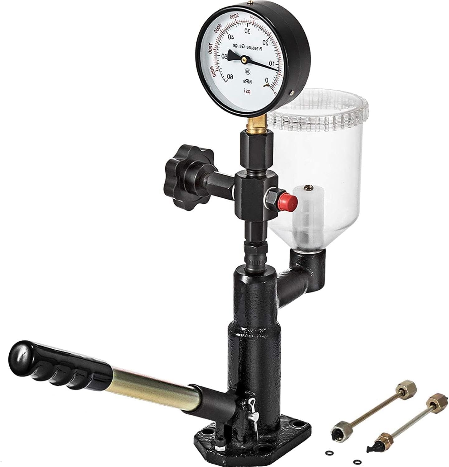 400Bar 6000PSI Die-sel Fuel Injector Tester with Dual Scale Gauge - Adjust Injector Nozzle Pressure and Test Die-sel Injector Nozzle Pop Pressure