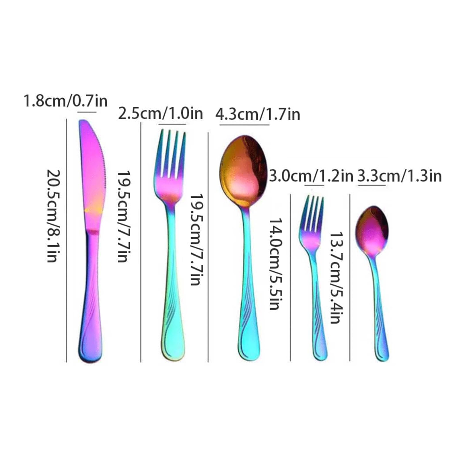 Ensemble d'argenterie Ensemble de Couverts colorés 3/4/5 pièces Couteau Fourchette cuillère fourchettes à dîner en Acier Inoxydable Service de Table Poli Miroir