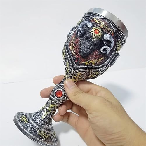 Miniatura 4 de Panker Baphomet - Cáliz de vino hexagonal de cabra negra de acero inoxidable satanismo medieval cabra sabática oculta copa de vino para amantes de