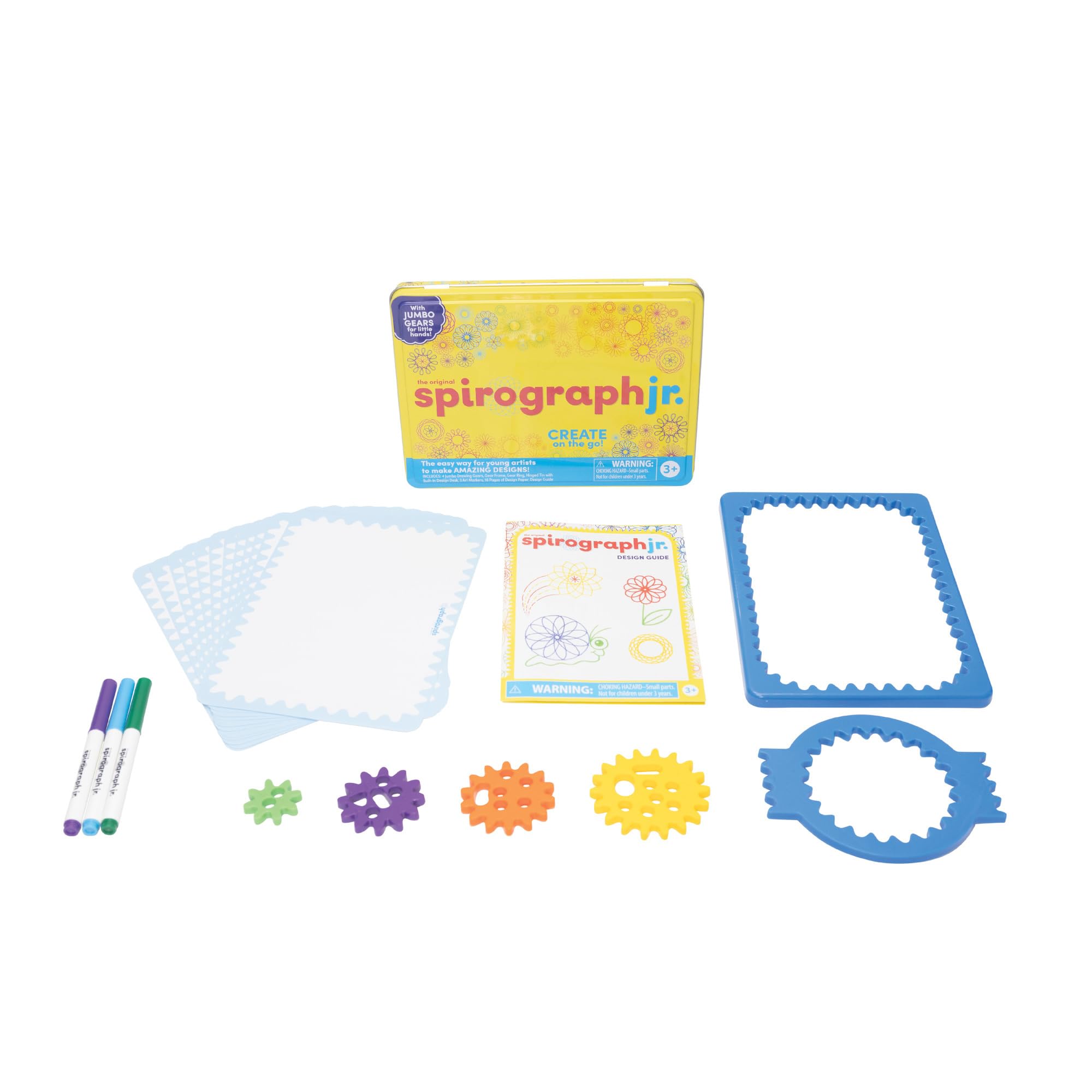 Spirograph Jr. Collectors Tin -Jumbo Sized Gears Classic Retro Toy for Spiral Drawing Art Design Toy Kit for Smaller Hands