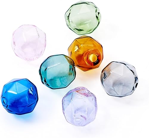 Vista 114 de FASHEWELRY 10 cuentas de cristal hechas a mano, cuentas florales de cristal, cuentas espaciadoras de flores de trompeta transparentes, cuentas