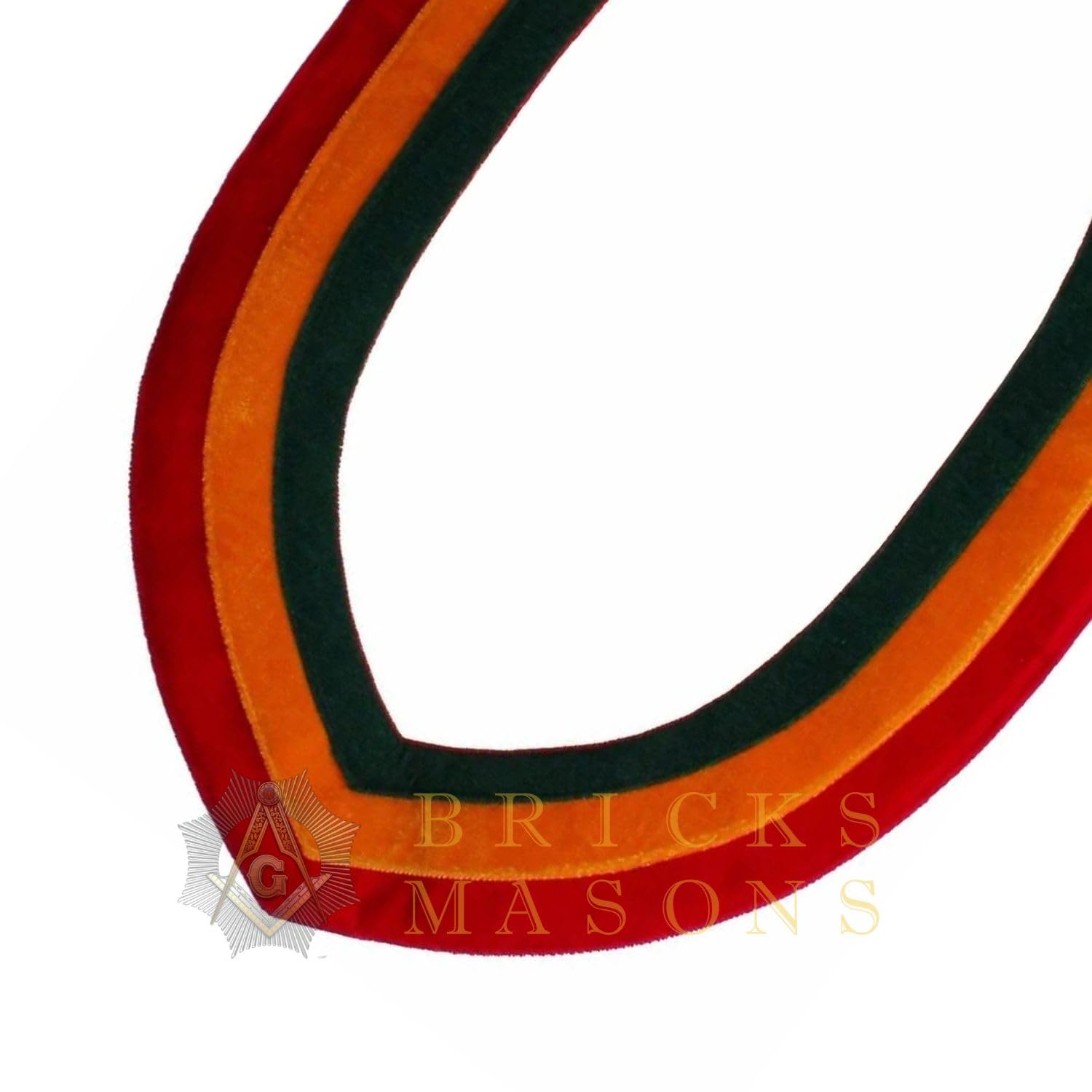 Shriner - Masonic Collar - Red Yellow Green Color Velvet Chain Lining Backing