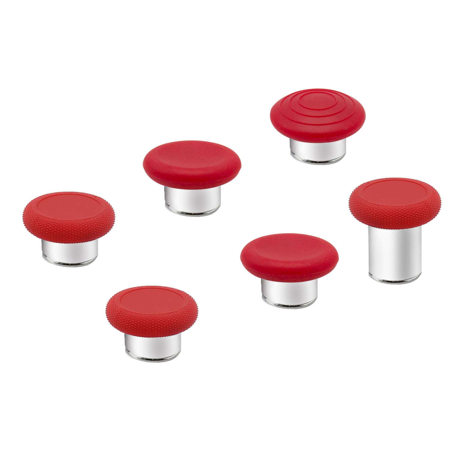 E-MODS GAMING 6 in 1 Metal Thumbsticks Grip Joysticks Replacement for Elite Series 2 Controllers Xbox One - Red