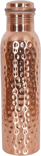 AUNERCART Botella de agua de cobre puro de 32 onzas, jarra deportiva, fitness, yoga, a prueba de fugas, para yoga, gimnasio, botella deportiva