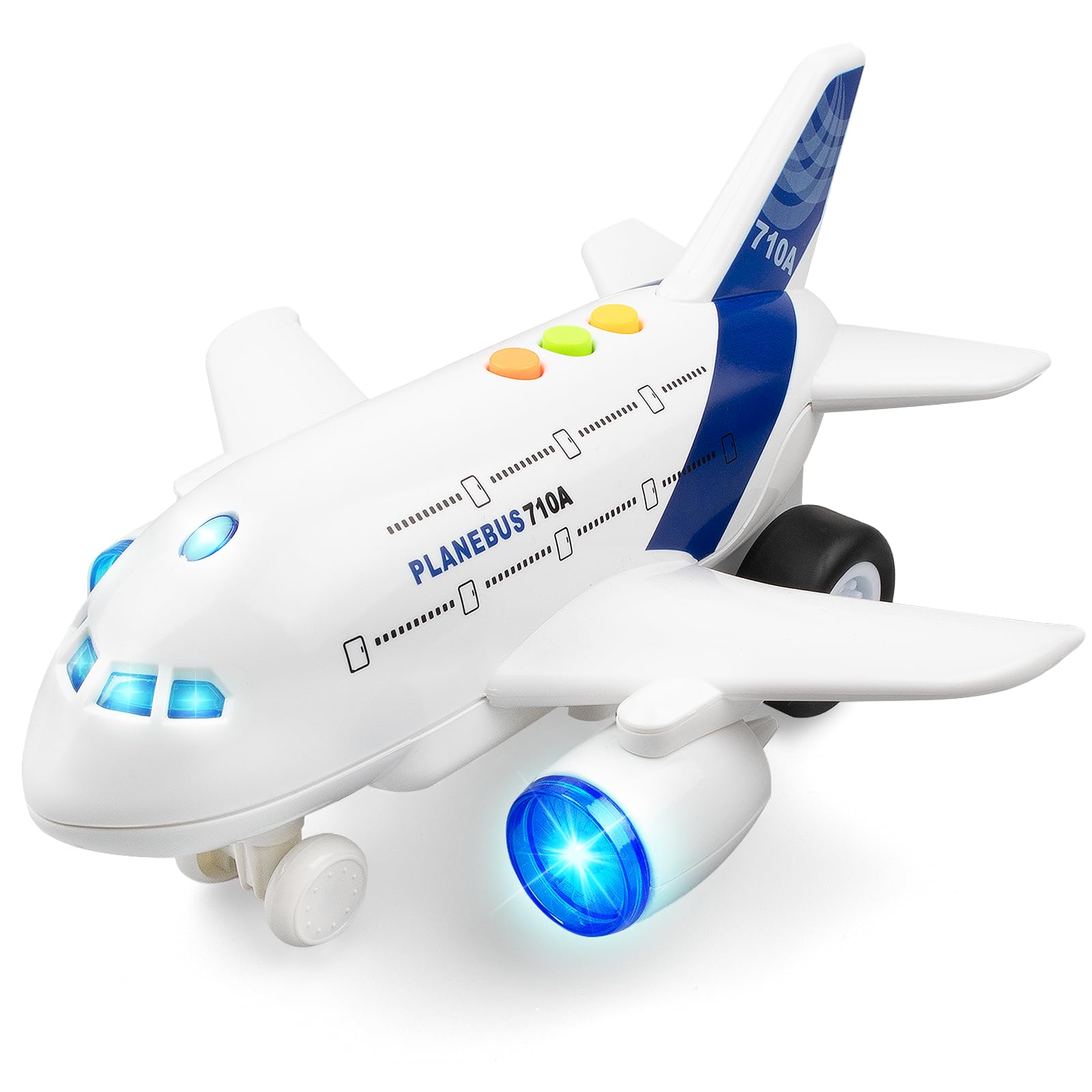 AtomDream Tech Flugzeug Spielzeug – Elektrisches Flugzeug mit Blinkenden LED-Lichtern & Sound – Bump-and-für Kinder von 3 bis 8 Jahren