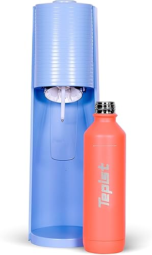 Miniatura 2 de TwentyO - Botella de acero inoxidable de 20 onzas compatible con máquinas Sodastream  Coral recubierto de polvo  Sellado al vacío  Doble pared  A