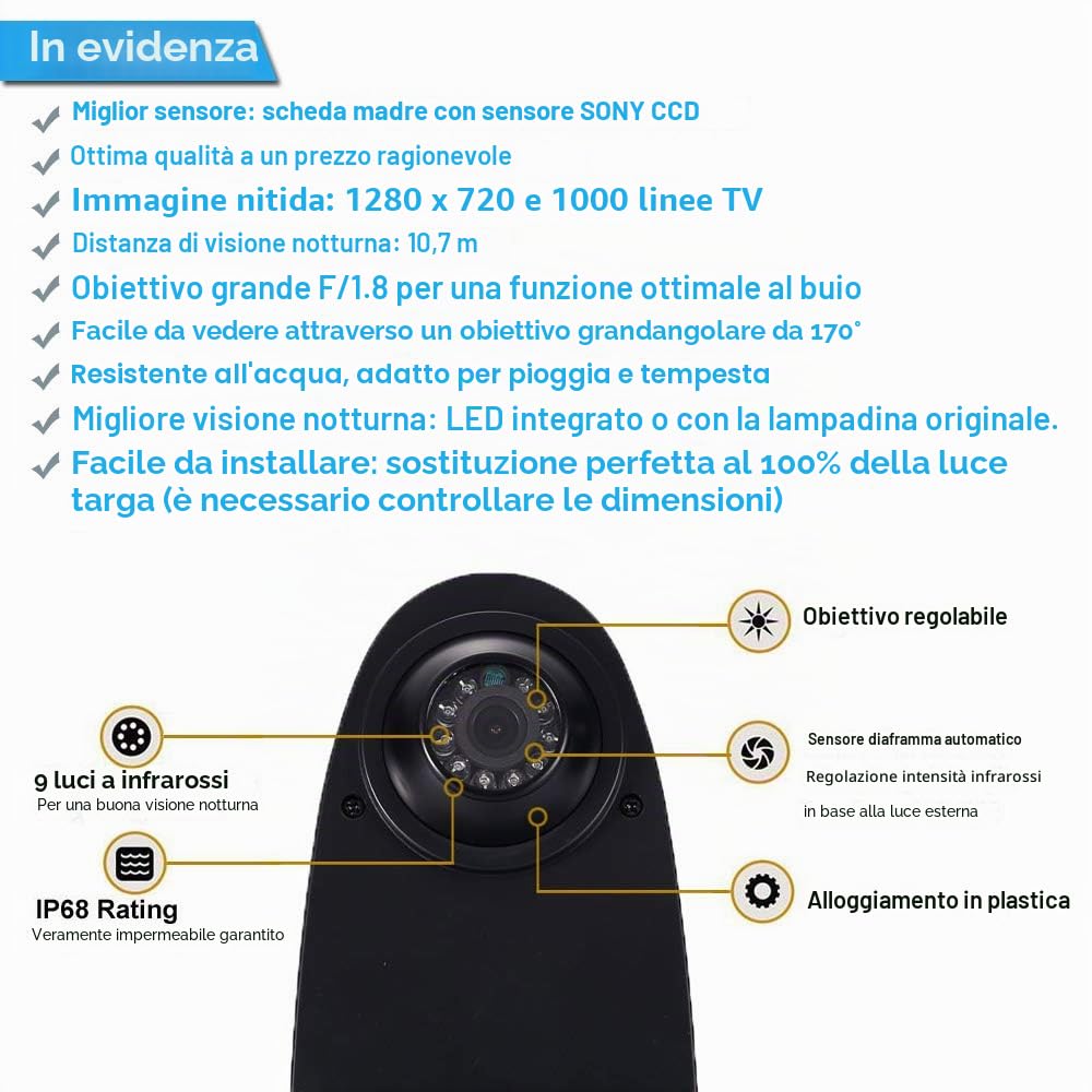Nuovo super Pro HD Telecamera Retromarcia Specifico di Furgone Con Luci Led Terzo Stop Retrocamera di parcheggio per Sprinter Viano Vito Crafter T4 T5 T6 Master Transit Citroen Berlingo Jumper