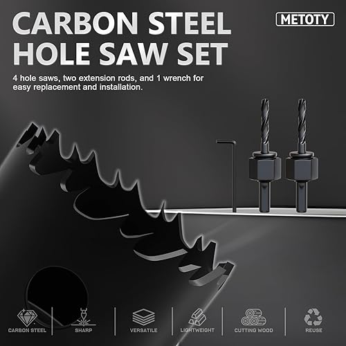 Miniatura 3 de Kit de sierra de orificio de dientes desigual de 9 piezas (1-1/4 a 2-1/8 pulgadas | 1.260-2.126 in) con mandril y accesorios, profundidad de corte: